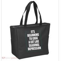 Its Beginning To Look A Lot Like Seasonal Depression Funny Winter Tote Bag thumb 2