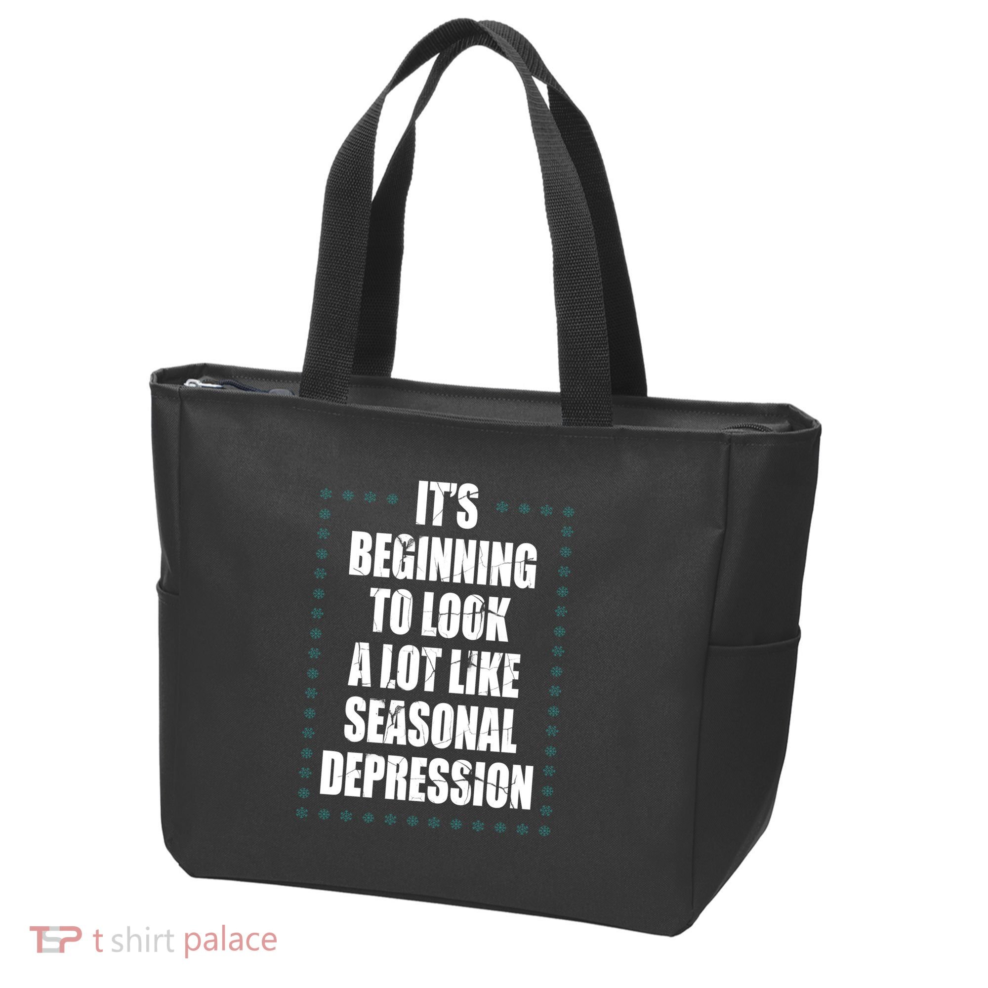 Its Beginning To Look A Lot Like Seasonal Depression Funny Winter Tote Bag