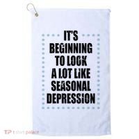 Its Beginning To Look A Lot Like Seasonal Depression Funny Winter Golf Towel thumb 0