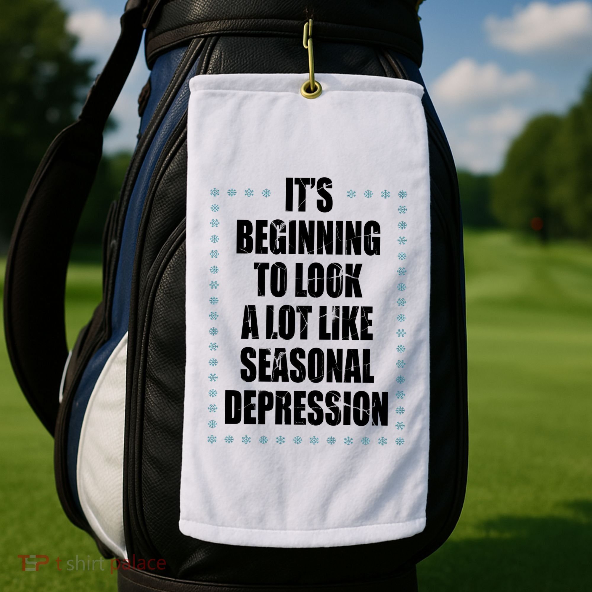 Its Beginning To Look A Lot Like Seasonal Depression Funny Winter Golf Towel