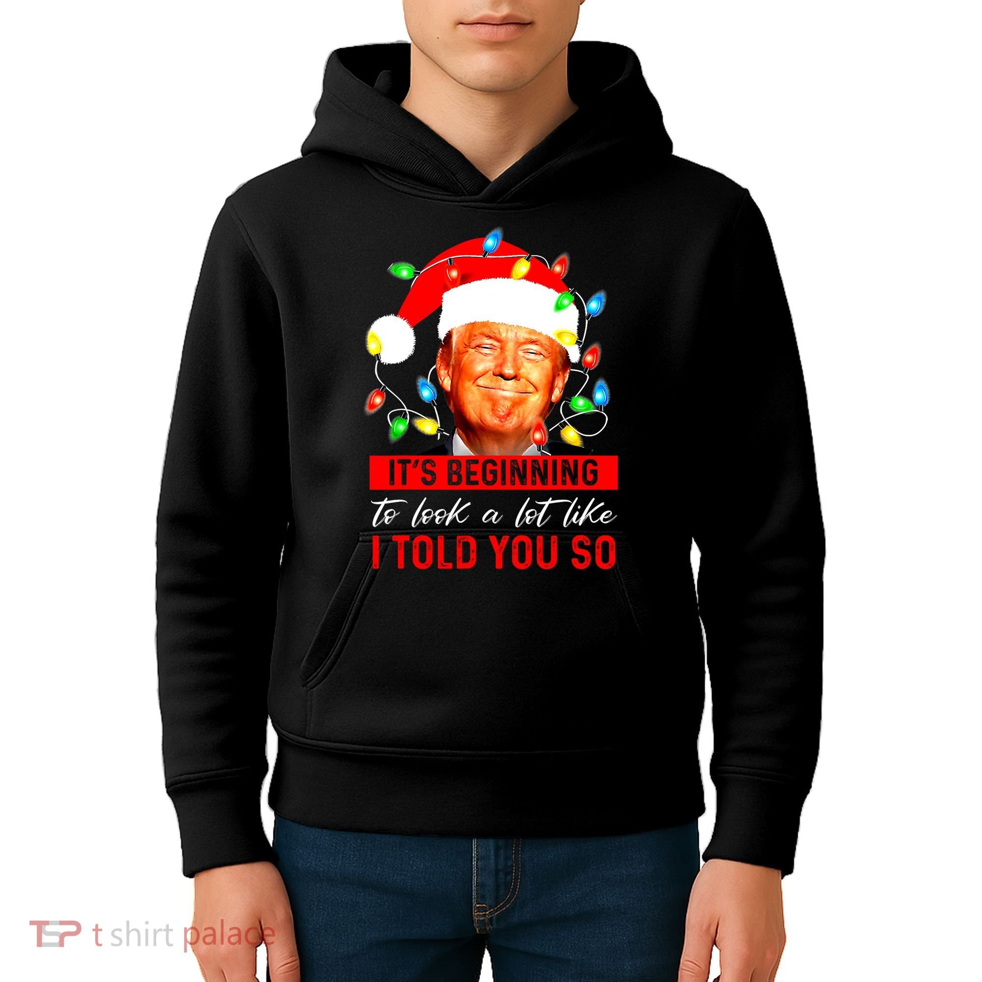 ItS Beginning To Look A Lot Like I Told You So Trump Xmas Kids Hoodie
