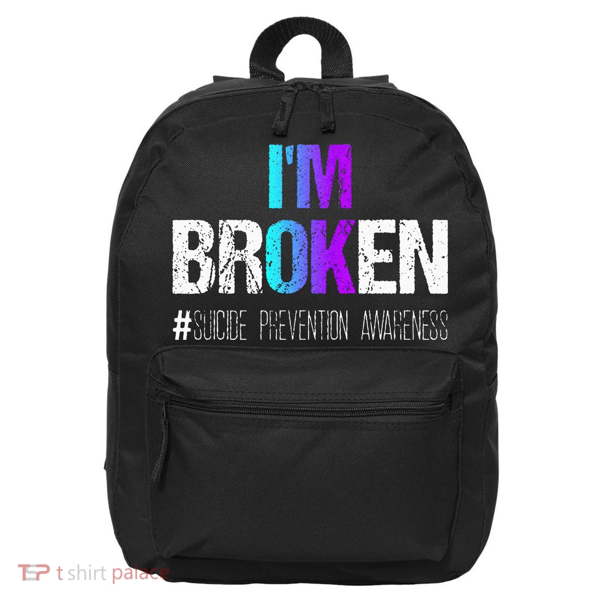Im Broken Teal & Purple Ribbon Suicide Prevention Awareness 16 in Basic Backpack