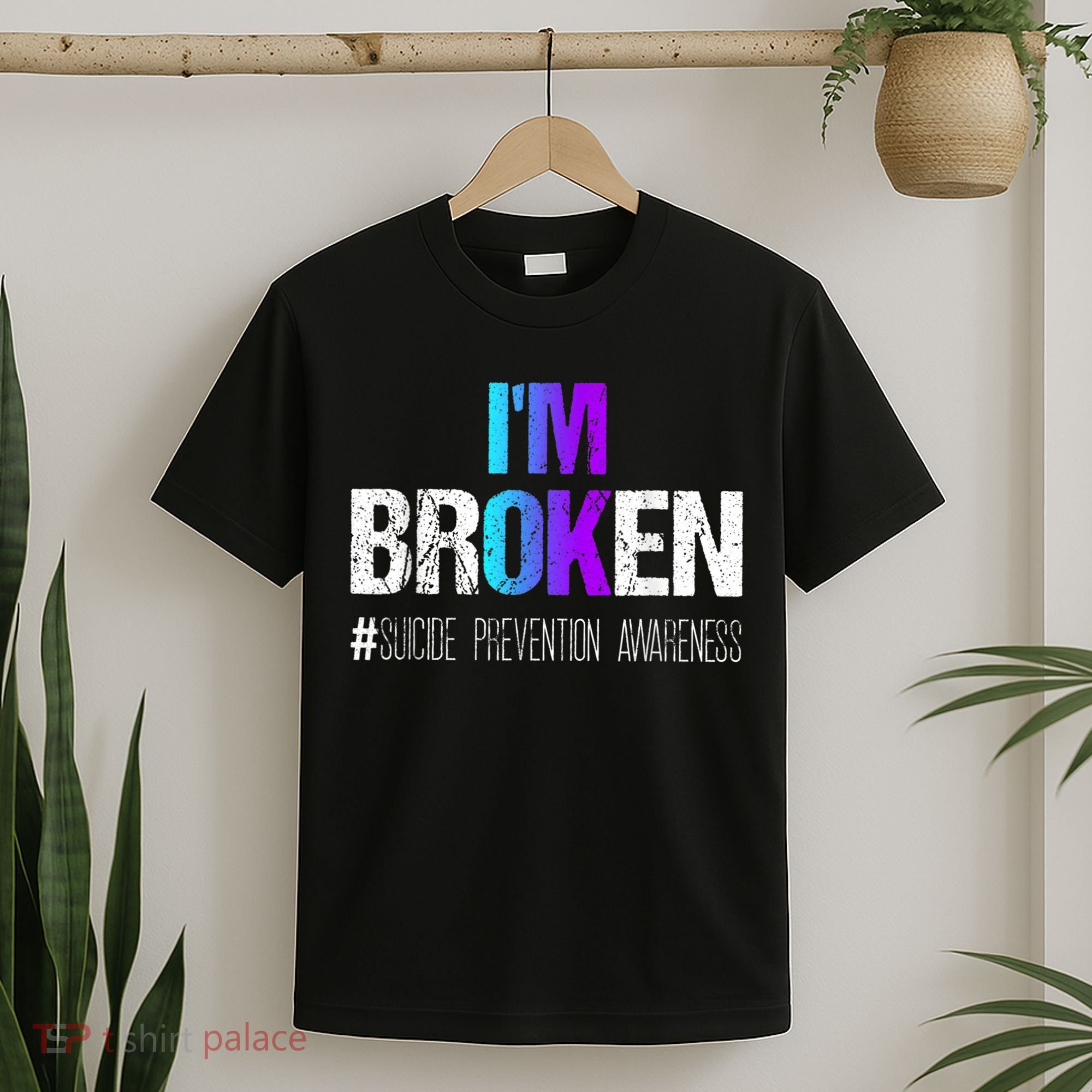 I'm broken Teal & Purple Ribbon Suicide Prevention Awareness T-Shirt