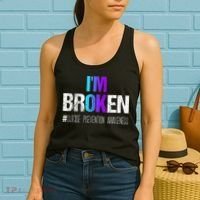 I'm broken Teal & Purple Ribbon Suicide Prevention Awareness Women's Tank Top thumb 2