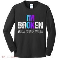 I'm broken Teal & Purple Ribbon Suicide Prevention Awareness Kids Long Sleeve Shirt thumb 0