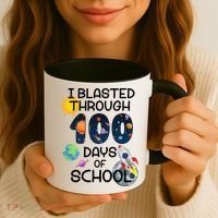 I Blasted Through 100 Days Of School Galaxy Coffee Mug thumb 3