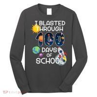 I Blasted Through 100 Days Of School Galaxy Long Sleeve Shirt thumb 0
