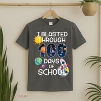 I Blasted Through 100 Days Of School Galaxy T-Shirt thumb 2
