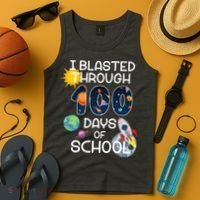 I Blasted Through 100 Days Of School Galaxy Tank Top thumb 4