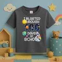 I Blasted Through 100 Days Of School Galaxy Toddler T-Shirt thumb 3
