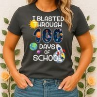 I Blasted Through 100 Days Of School Galaxy Women's T-Shirt thumb 2