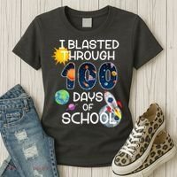 I Blasted Through 100 Days Of School Galaxy Women's T-Shirt thumb 3