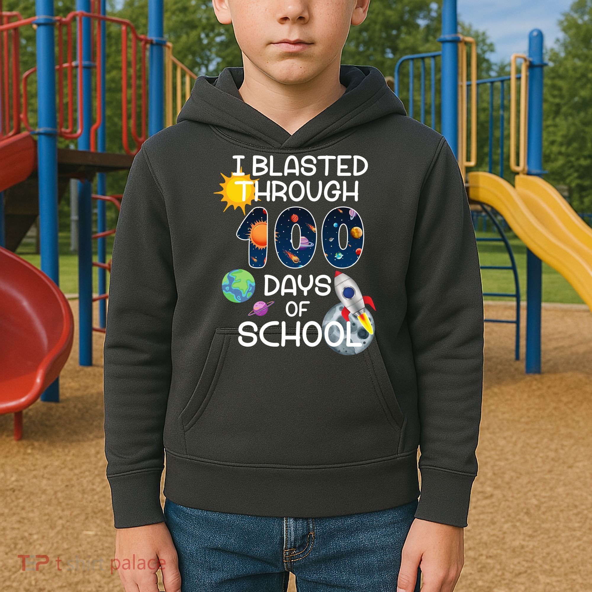 I Blasted Through 100 Days Of School Galaxy Kids Hoodie