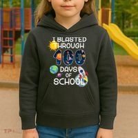 I Blasted Through 100 Days Of School Galaxy Kids Hoodie thumb 3