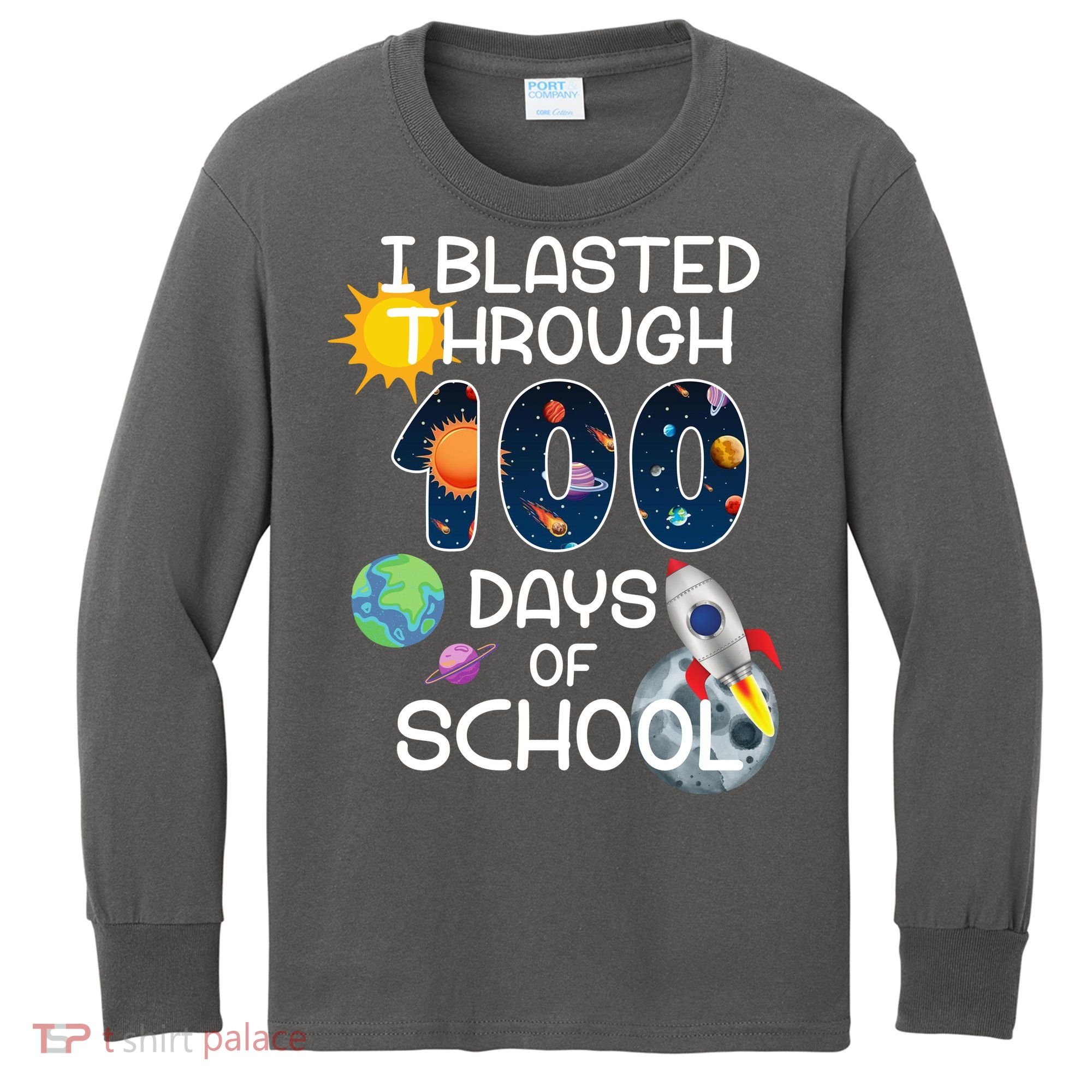 I Blasted Through 100 Days Of School Galaxy Kids Long Sleeve Shirt