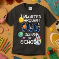 I Blasted Through 100 Days Of School Galaxy Kids T-Shirt thumb 3