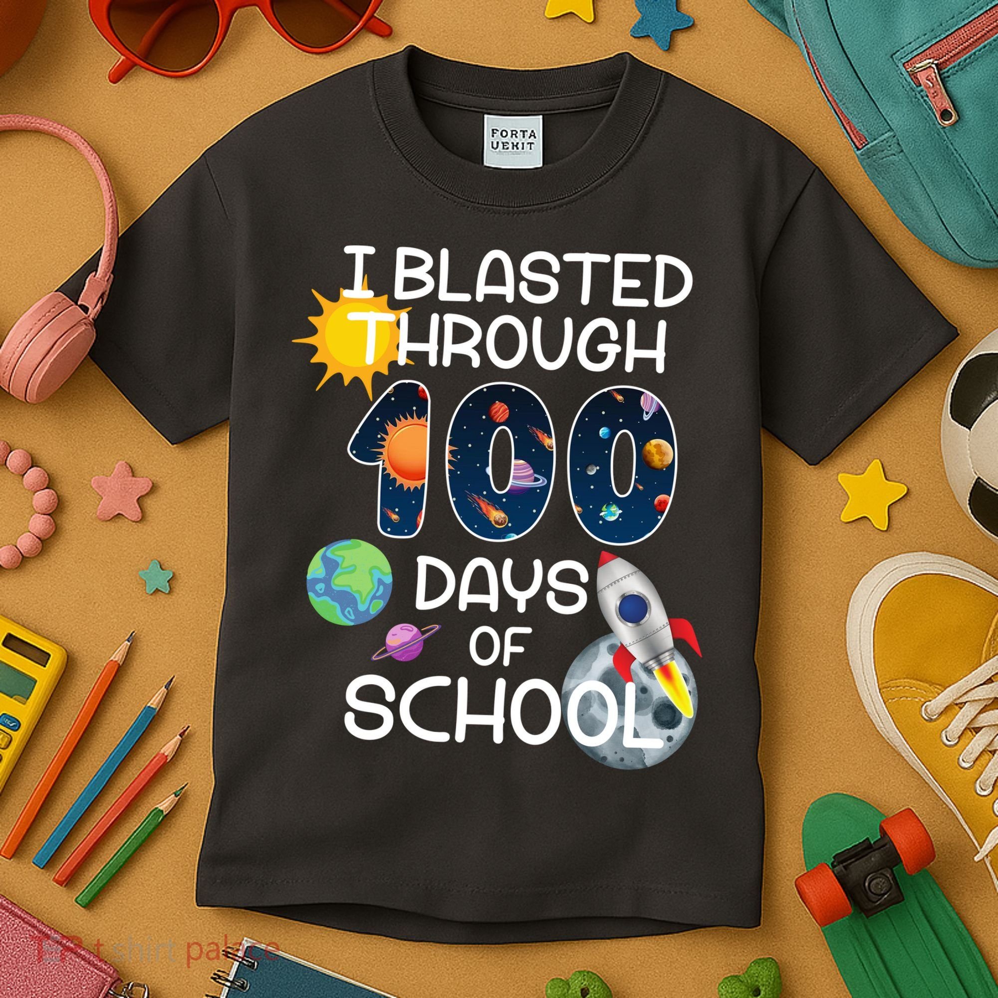 I Blasted Through 100 Days Of School Galaxy Kids T-Shirt