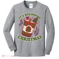 It's Beginning To Look A Latte Like Christmas Caffeine Lover Kids Long Sleeve Shirt thumb 0