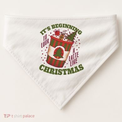 It's Beginning To Look A Latte Like Christmas Caffeine Lover USA-Made Doggie Bandana