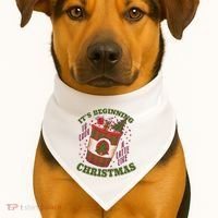 It's Beginning To Look A Latte Like Christmas Caffeine Lover USA-Made Doggie Bandana thumb 1