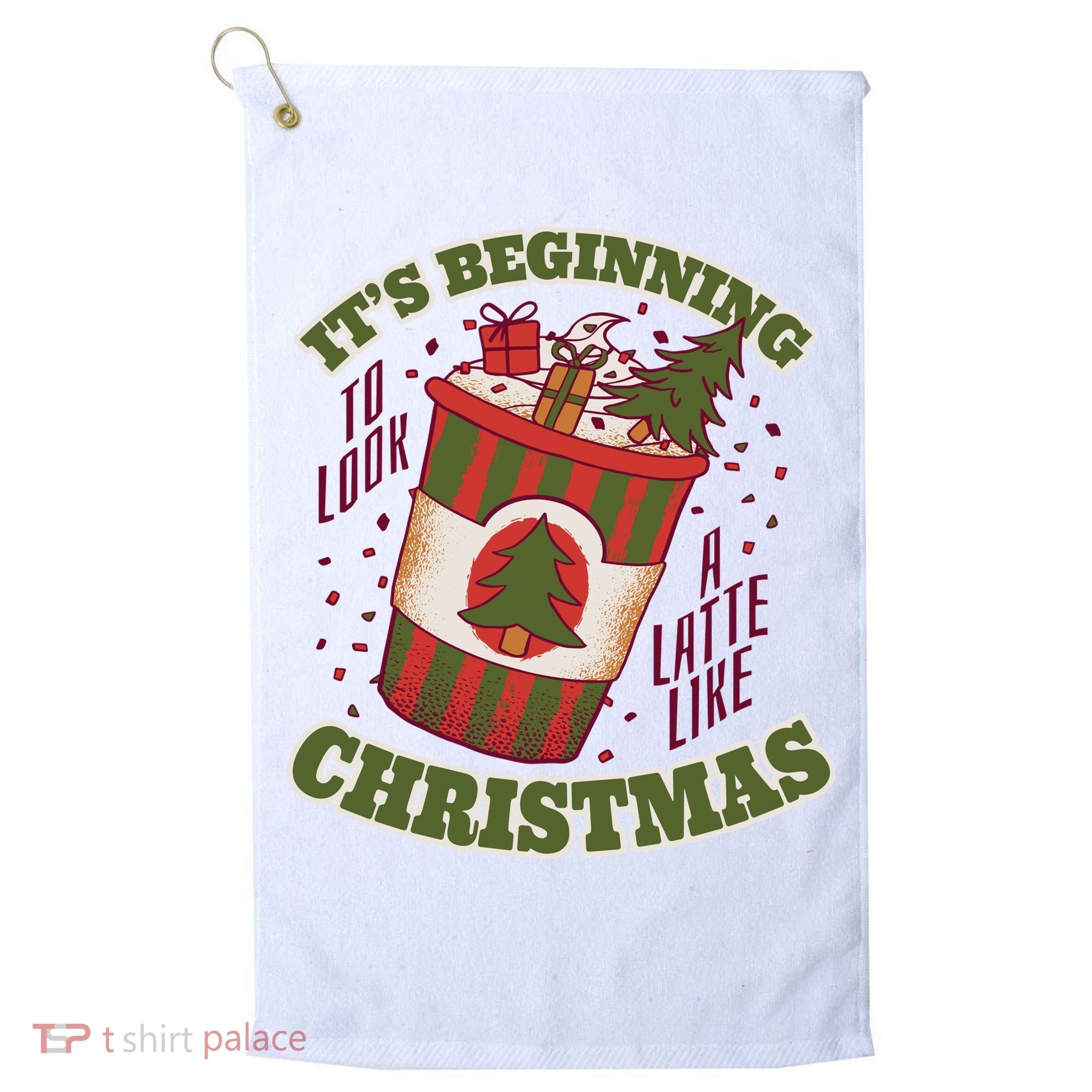 It's Beginning To Look A Latte Like Christmas Caffeine Lover Golf Towel