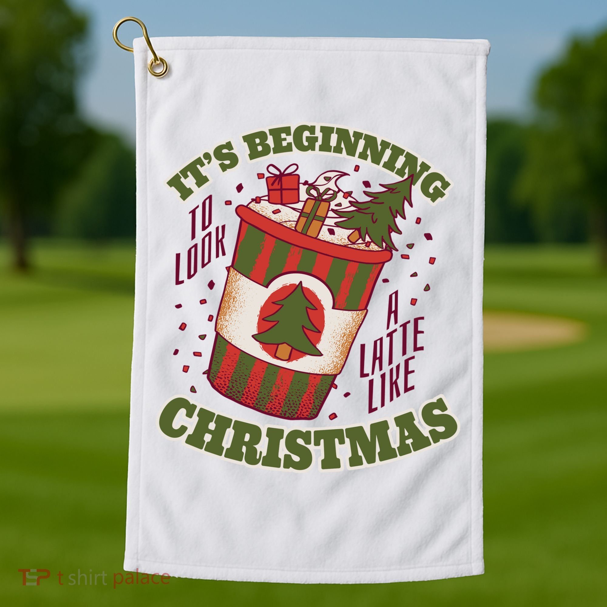 It's Beginning To Look A Latte Like Christmas Caffeine Lover Golf Towel