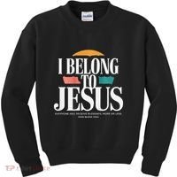 I Belong To Jesus Cross Minimalist Christian Kids Sweatshirt thumb 0