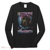 I Build The Beat From Scratch Funny Cosmic Dj Cat Long Sleeve Shirt thumb 0