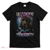 I Build The Beat From Scratch Funny Cosmic Dj Cat T-Shirt thumb 0