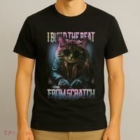I Build The Beat From Scratch Funny Cosmic Dj Cat T-Shirt thumb 3