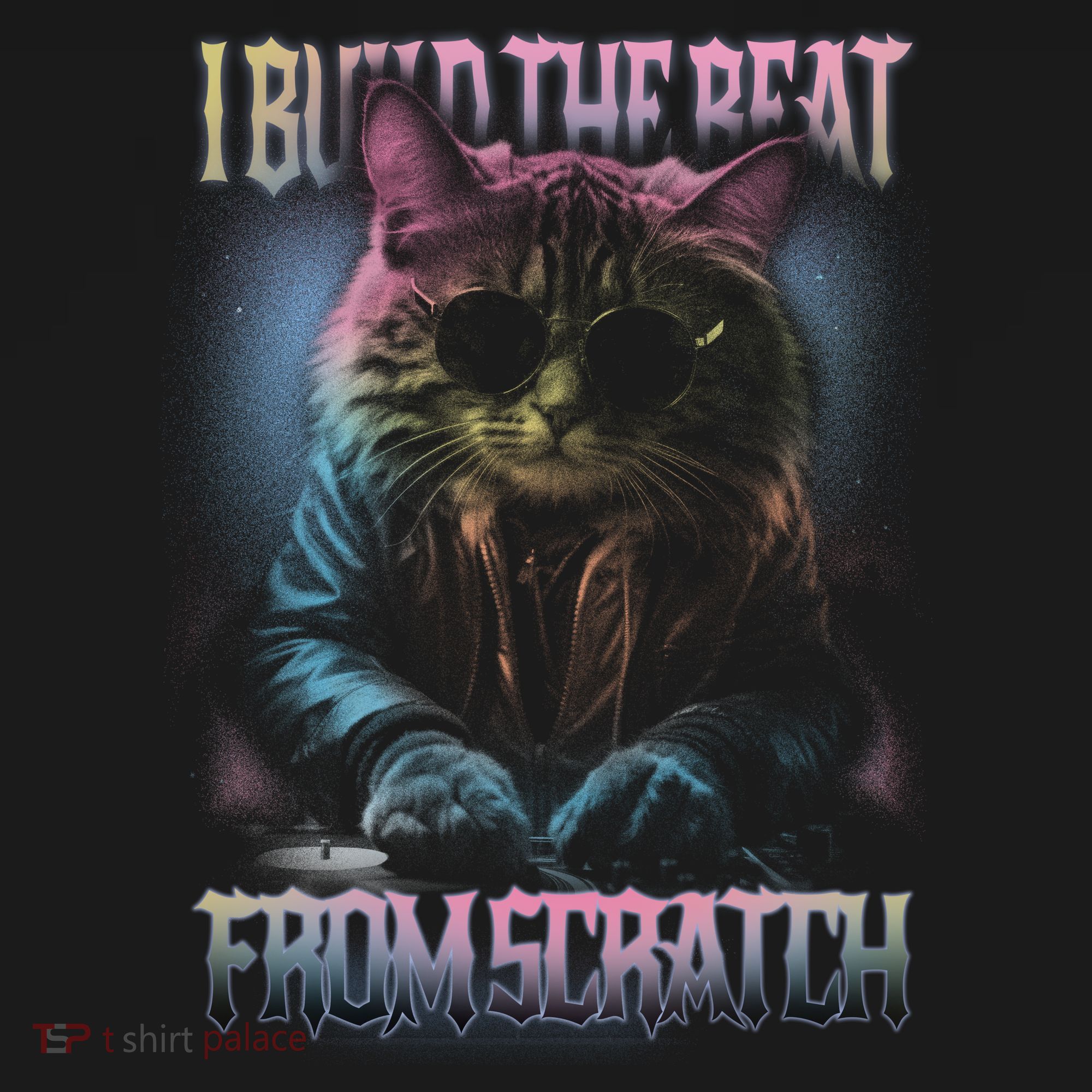 I Build The Beat From Scratch Funny Cosmic Dj Cat Baby Bodysuit