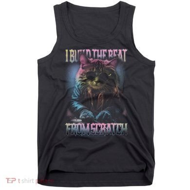 I Build The Beat From Scratch Funny Cosmic Dj Cat Tank Top