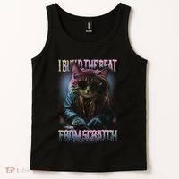 I Build The Beat From Scratch Funny Cosmic Dj Cat Tank Top thumb 2