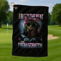 I Build The Beat From Scratch Funny Cosmic Dj Cat Golf Towel thumb 1