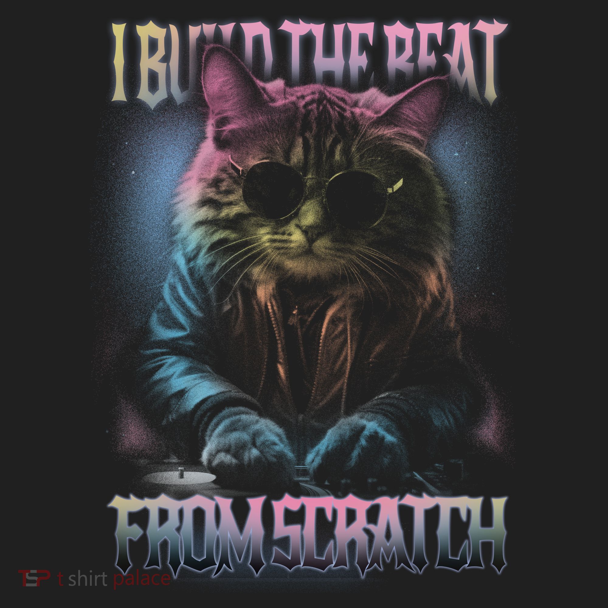 I Build The Beat From Scratch Funny Cosmic Dj Cat Golf Towel