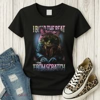 I Build The Beat From Scratch Funny Cosmic Dj Cat Women's T-Shirt thumb 3