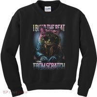 I Build The Beat From Scratch Funny Cosmic Dj Cat Kids Sweatshirt thumb 0