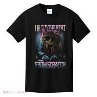 I Build The Beat From Scratch Funny Cosmic Dj Cat Kids T-Shirt thumb 0