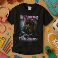 I Build The Beat From Scratch Funny Cosmic Dj Cat Kids T-Shirt thumb 3