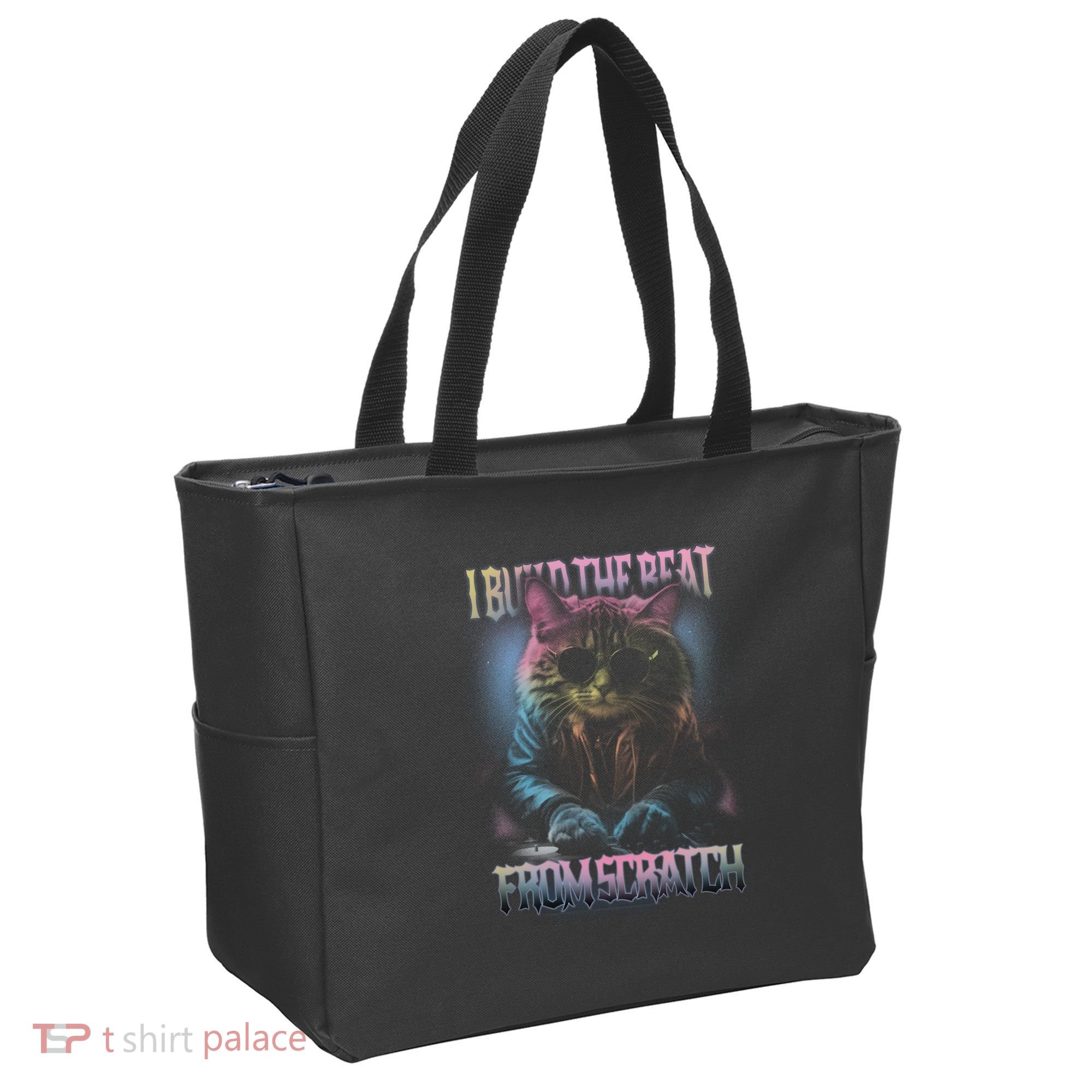 I Build The Beat From Scratch Funny Cosmic Dj Cat Tote Bag