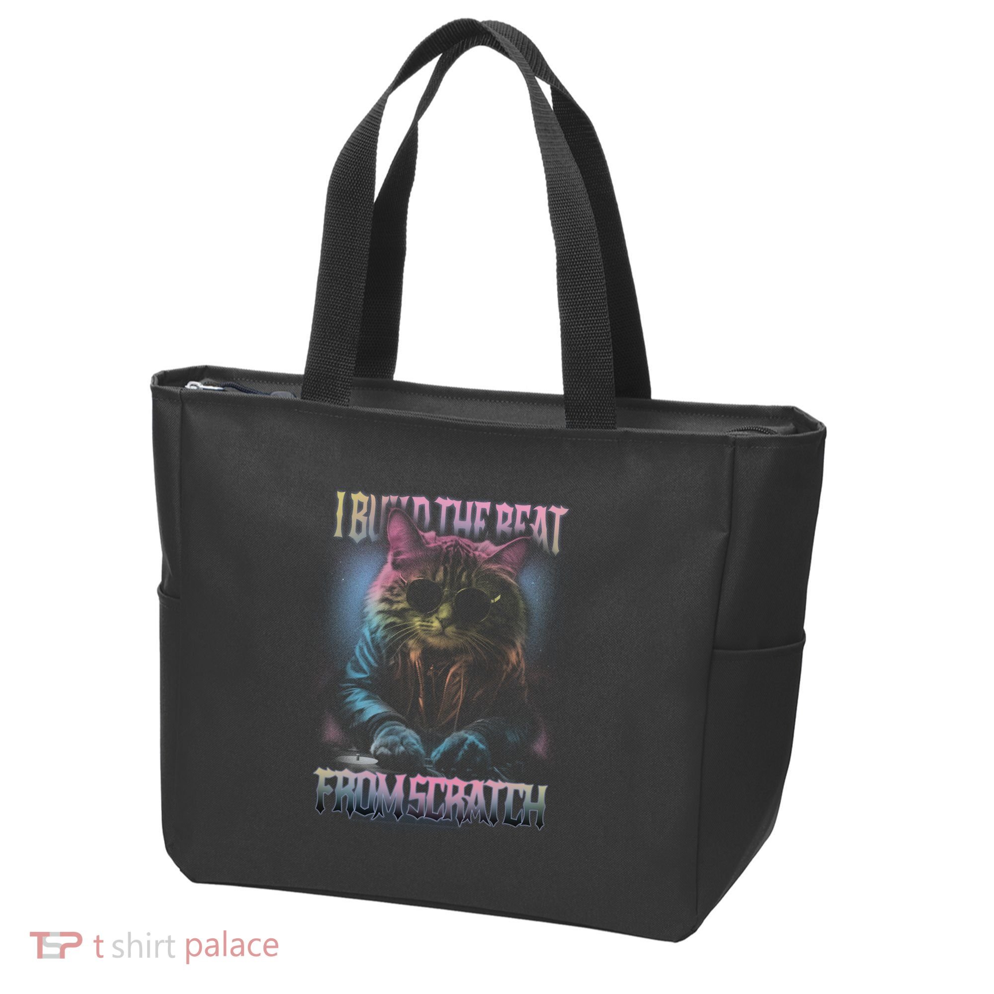 I Build The Beat From Scratch Funny Cosmic Dj Cat Tote Bag