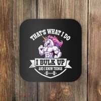 I Bulk Up Funny Unicorn Workout Training Coaster thumb 0