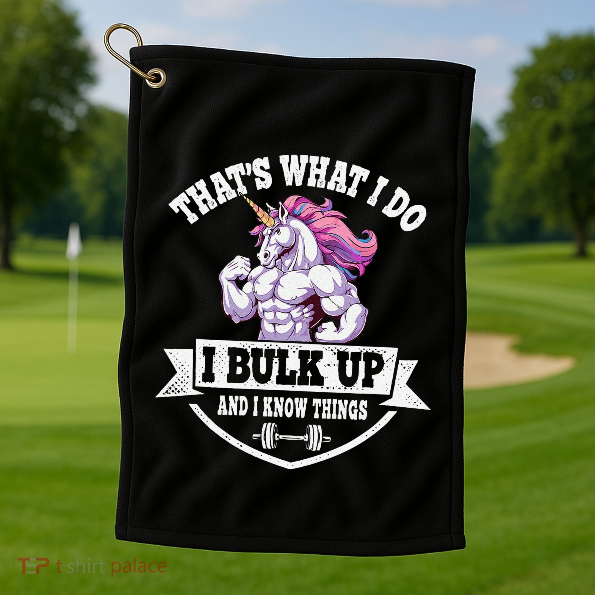 I Bulk Up Funny Unicorn Workout Training Golf Towel