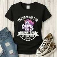 I Bulk Up Funny Unicorn Workout Training Women's T-Shirt thumb 3