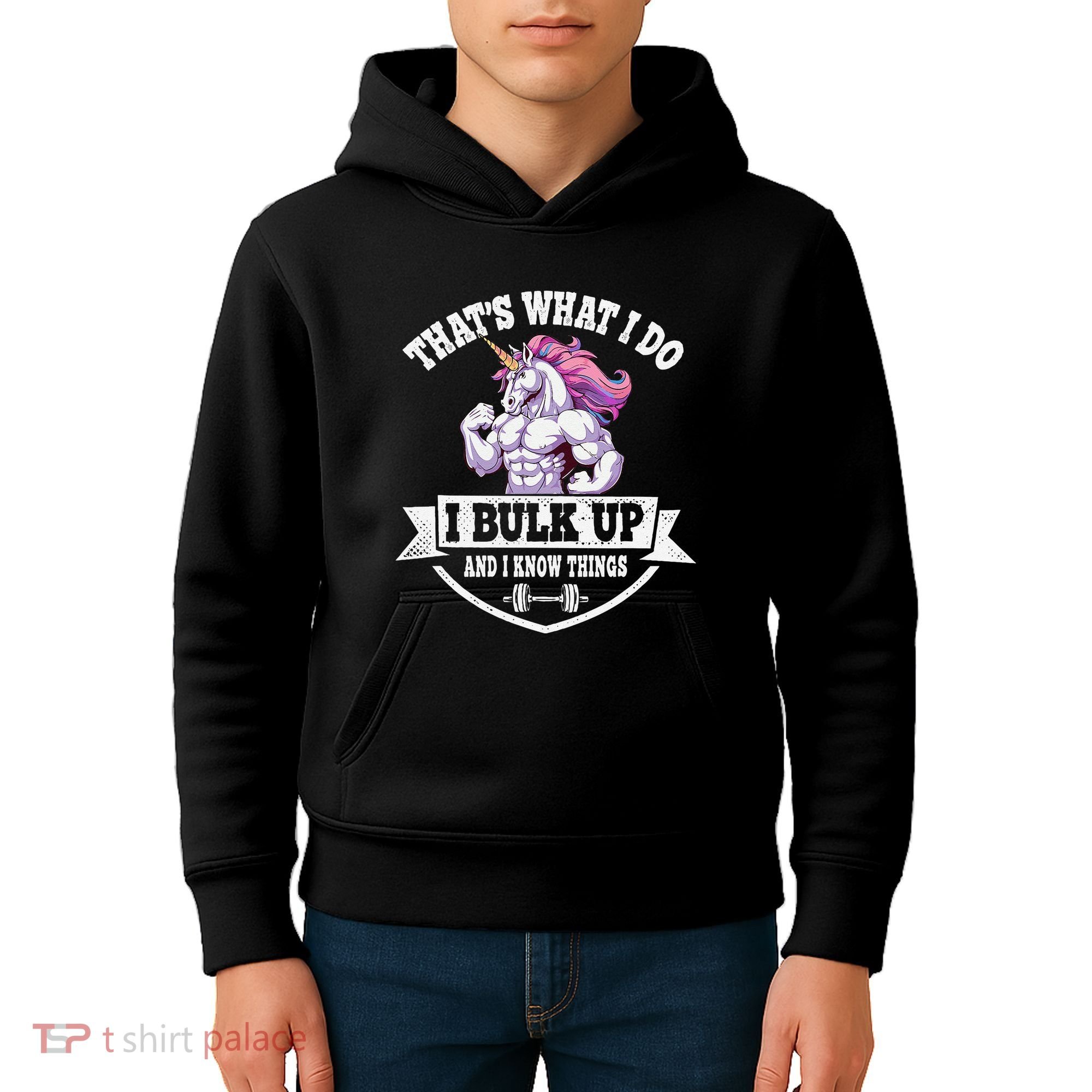 I Bulk Up Funny Unicorn Workout Training Kids Hoodie