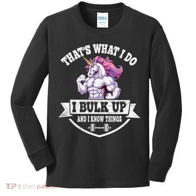 I Bulk Up Funny Unicorn Workout Training Kids Long Sleeve Shirt