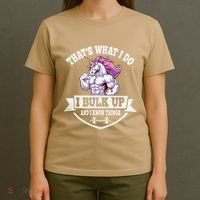 I Bulk Up Funny Unicorn Workout Training T-Shirt thumb 4