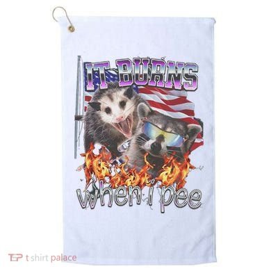It Burns When I Pee Possum Raccoon Funny Golf Towel