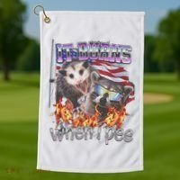 It Burns When I Pee Possum Raccoon Funny Golf Towel thumb 1