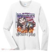 It Burns When I Pee Possum Raccoon Funny Women's Long Sleeve Shirt thumb 0